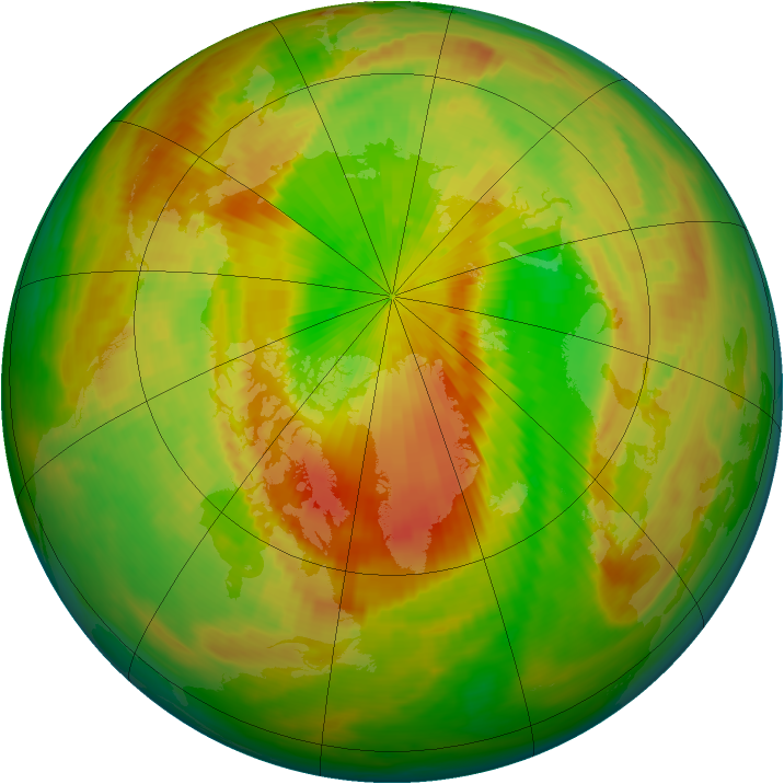 Arctic ozone map for 21 April 1990